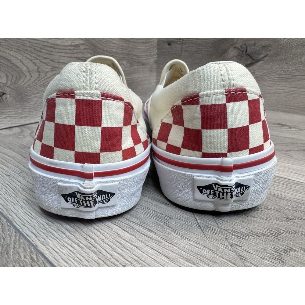VANS Classic Slip-On Checkerboard Red & White Skate Shoes Mens 7.5 Womens 9 - Picture 4 of 10